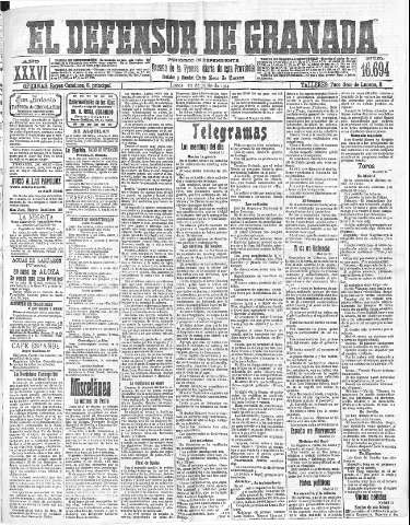 'El Defensor de Granada  : diario político independiente' - Año XXXVI Número 16694  - 1914 Junio 22