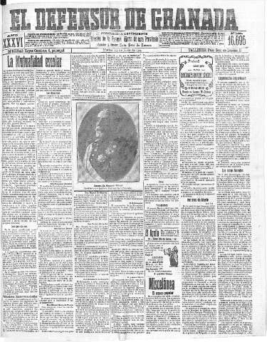 'El Defensor de Granada  : diario político independiente' - Año XXXVI Número 16695  - 1914 Junio 23