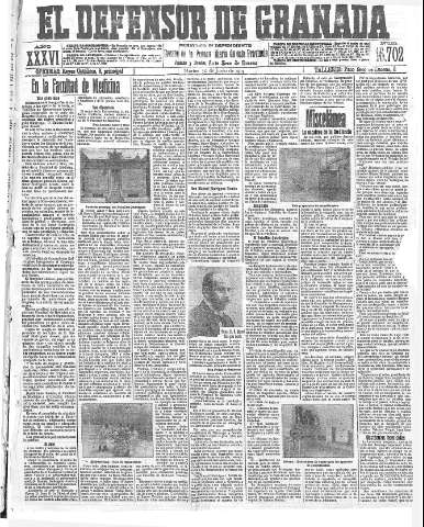 'El Defensor de Granada  : diario político independiente' - Año XXXVI Número 16702  - 1914 Junio 30