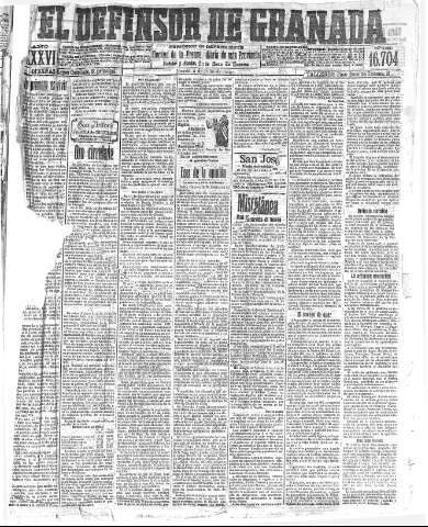 'El Defensor de Granada  : diario político independiente' - Año XXXVI Número 16704  - 1914 Julio 02