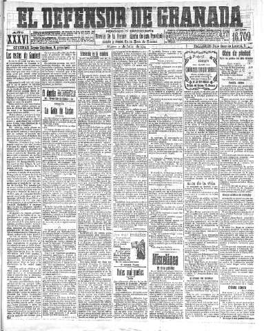 'El Defensor de Granada  : diario político independiente' - Año XXXVI Número 16709  - 1914 Julio 07