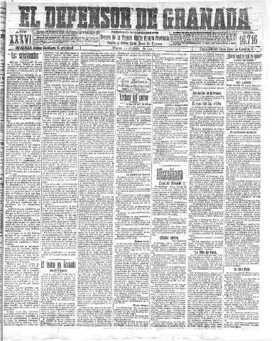 'El Defensor de Granada  : diario político independiente' - Año XXXVI Número 16716  - 1914 Julio 14
