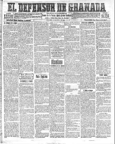 'El Defensor de Granada  : diario político independiente' - Año XXXVI Número 16724  - 1914 Julio 22