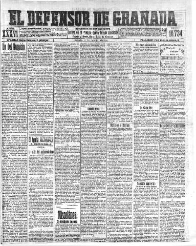 'El Defensor de Granada  : diario político independiente' - Año XXXVI Número 16734  - 1914 Agosto 01