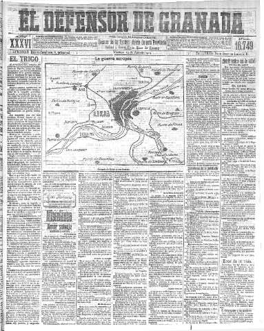 'El Defensor de Granada  : diario político independiente' - Año XXXVI Número 16749  - 1914 Agosto 14