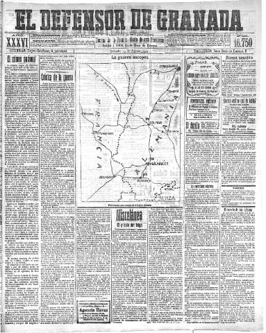 'El Defensor de Granada  : diario político independiente' - Año XXXVI Número 16750  - 1914 Agosto 15