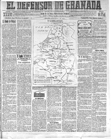 'El Defensor de Granada  : diario político independiente' - Año XXXVI Número 16754  - 1914 Agosto 19