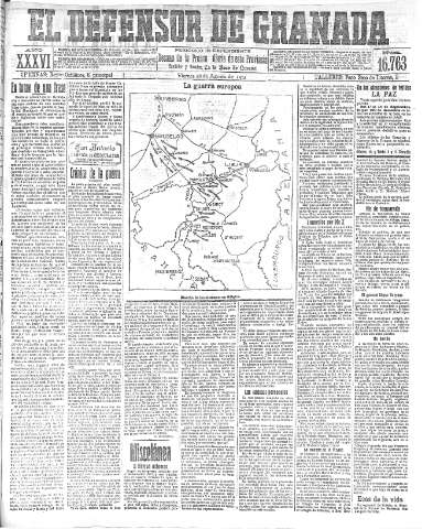 'El Defensor de Granada  : diario político independiente' - Año XXXVI Número 16763  - 1914 Agosto 28