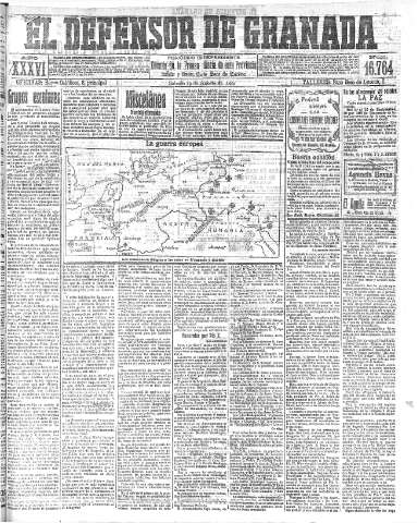 'El Defensor de Granada  : diario político independiente' - Año XXXVI Número 16764  - 1914 Agosto 29