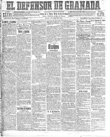 'El Defensor de Granada  : diario político independiente' - Año XXXVI Número 16776  - 1914 Septiembre 10