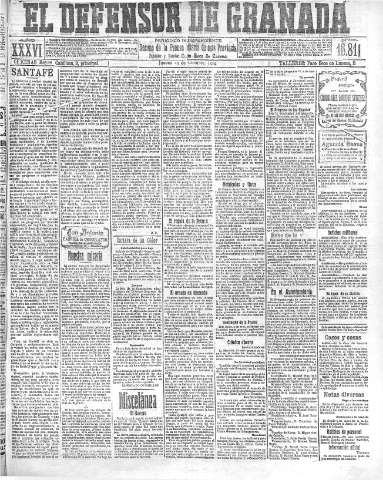 'El Defensor de Granada  : diario político independiente' - Año XXXVI Número 16811  - 1914 Octubre 15