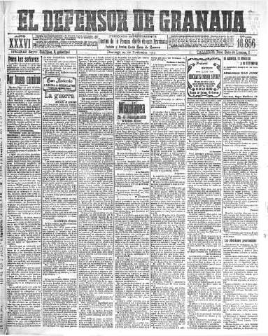 'El Defensor de Granada  : diario político independiente' - Año XXXVI Número 16856  - 1914 Noviembre 29