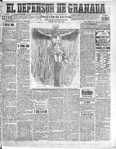'El Defensor de Granada  : diario político independiente' - Año XXVII Número 16960  - 1915 Abril 02