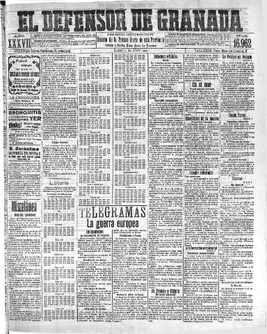 'El Defensor de Granada  : diario político independiente' - Año XXVII Número 16962  - 1915 Abril 05