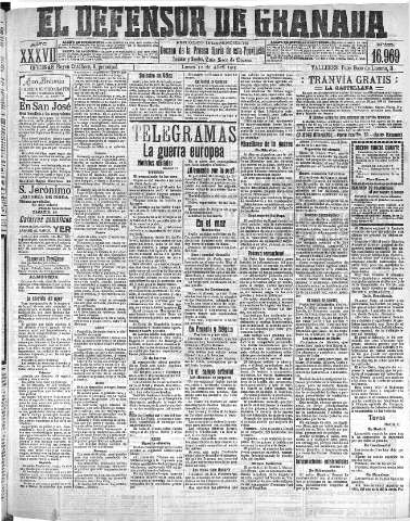 'El Defensor de Granada  : diario político independiente' - Año XXVII Número 16969  - 1915 Abril 12