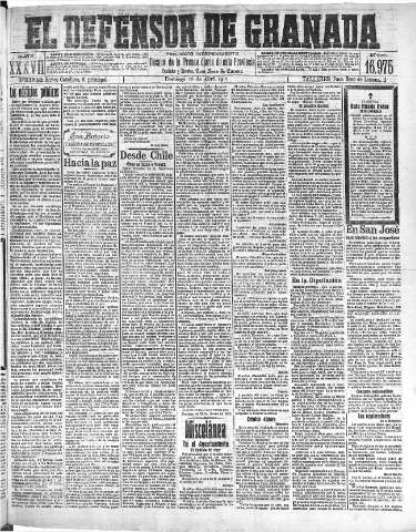 'El Defensor de Granada  : diario político independiente' - Año XXVII Número 16975  - 1915 Abril 18