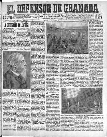 'El Defensor de Granada  : diario político independiente' - Año XXVII Número 16979  - 1915 Abril 22