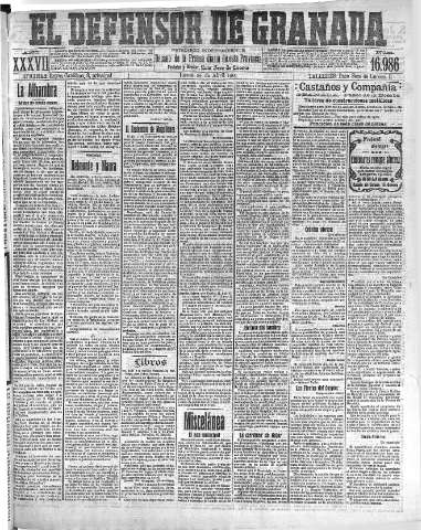 'El Defensor de Granada  : diario político independiente' - Año XXVII Número 16986  - 1915 Abril 29