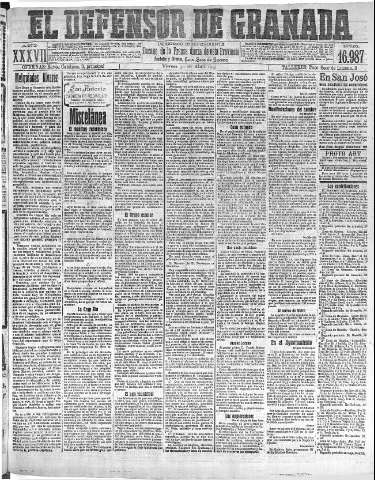 'El Defensor de Granada  : diario político independiente' - Año XXVII Número 16987  - 1915 Abril 30