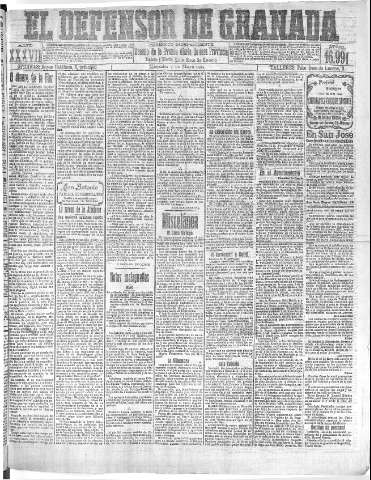 'El Defensor de Granada  : diario político independiente' - Año XXVII Número 16991  - 1915 Mayo 05