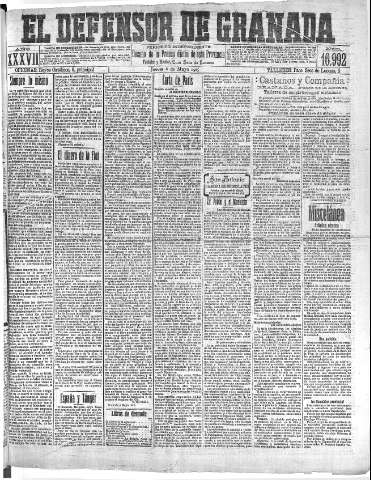 'El Defensor de Granada  : diario político independiente' - Año XXVII Número 16992  - 1915 Mayo 06