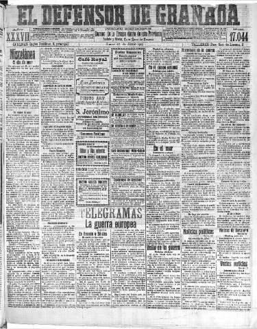 'El Defensor de Granada  : diario político independiente' - Año XXVII Número 17044  - 1915 Junio 28