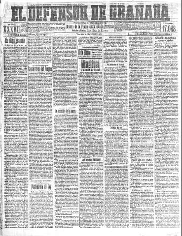'El Defensor de Granada  : diario político independiente' - Año XXXVI Número 17048  - 1915 Julio 02