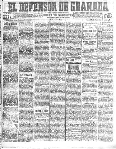 'El Defensor de Granada  : diario político independiente' - Año XXXVI Número 17063  - 1915 Julio 17