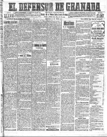 'El Defensor de Granada  : diario político independiente' - Año XXXVI Número 17067  - 1915 Julio 21