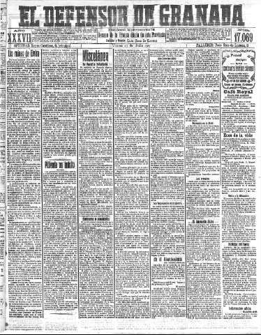 'El Defensor de Granada  : diario político independiente' - Año XXXVI Número 17069  - 1915 Julio 23