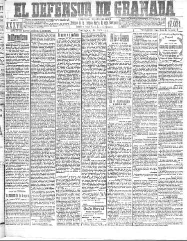 'El Defensor de Granada  : diario político independiente' - Año XXXVI Número 17071  - 1915 Julio 25