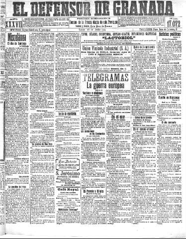 'El Defensor de Granada  : diario político independiente' - Año XXXVI Número 17072  - 1915 Julio 26