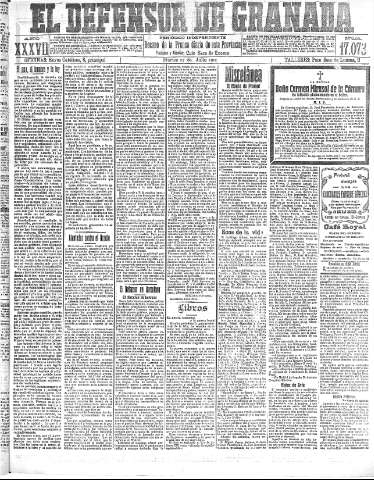 'El Defensor de Granada  : diario político independiente' - Año XXXVI Número 17073  - 1915 Julio 27