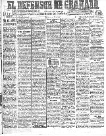 'El Defensor de Granada  : diario político independiente' - Año XXXVI Número 17075  - 1915 Julio 29