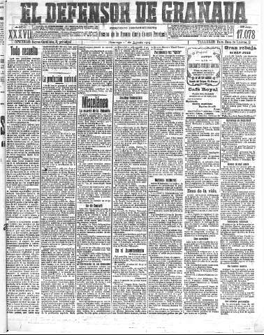 'El Defensor de Granada  : diario político independiente' - Año XXXVI Número 17078  - 1915 Agosto 01