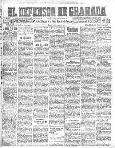 'El Defensor de Granada  : diario político independiente' - Año XXXVI Número 17103  - 1915 Agosto 26