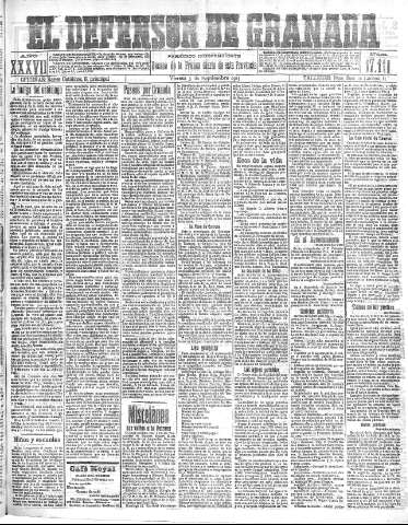 'El Defensor de Granada  : diario político independiente' - Año XXXVI Número 17111  - 1915 Septiembre 03