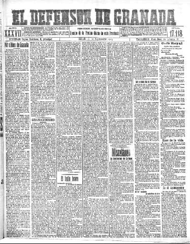 'El Defensor de Granada  : diario político independiente' - Año XXXVI Número 17118  - 1915 Septiembre 11