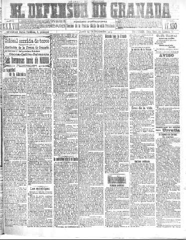 'El Defensor de Granada  : diario político independiente' - Año XXXVI Número 17130  - 1915 Septiembre 23