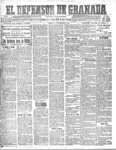 'El Defensor de Granada  : diario político independiente' - Año XXXVI Número 17132  - 1915 Septiembre 25