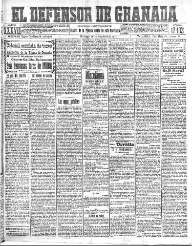 'El Defensor de Granada  : diario político independiente' - Año XXXVI Número 17133  - 1915 Septiembre 26
