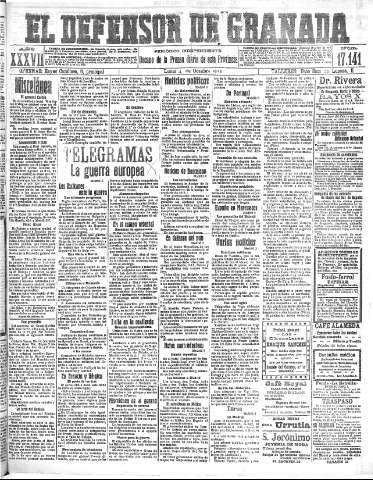 'El Defensor de Granada  : diario político independiente' - Año XXXVI Número 17141  - 1915 Octubre 04
