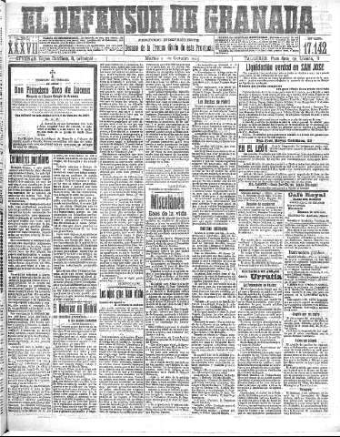 'El Defensor de Granada  : diario político independiente' - Año XXXVI Número 17142  - 1915 Octubre 05