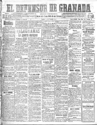 'El Defensor de Granada  : diario político independiente' - Año XXXVI Número 17148  - 1915 Octubre 11