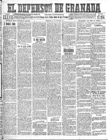 'El Defensor de Granada  : diario político independiente' - Año XXXVI Número 17164  - 1915 Octubre 27