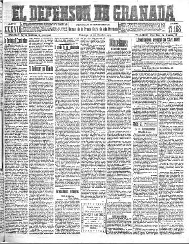 'El Defensor de Granada  : diario político independiente' - Año XXXVI Número 17168  - 1915 Octubre 31