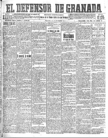 'El Defensor de Granada  : diario político independiente' - Año XXXVI Número 17175  - 1915 Noviembre 10
