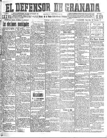'El Defensor de Granada  : diario político independiente' - Año XXXVI Número 17179  - 1915 Noviembre 14