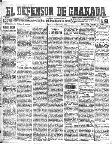 'El Defensor de Granada  : diario político independiente' - Año XXXVI Número 17181  - 1915 Noviembre 16