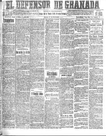 'El Defensor de Granada  : diario político independiente' - Año XXXVI Número 17183  - 1915 Noviembre 18